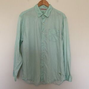 Tommy Bahama Relax 100% Linen Button Up Shirt Mens Sz L Seafoam Green Coastal